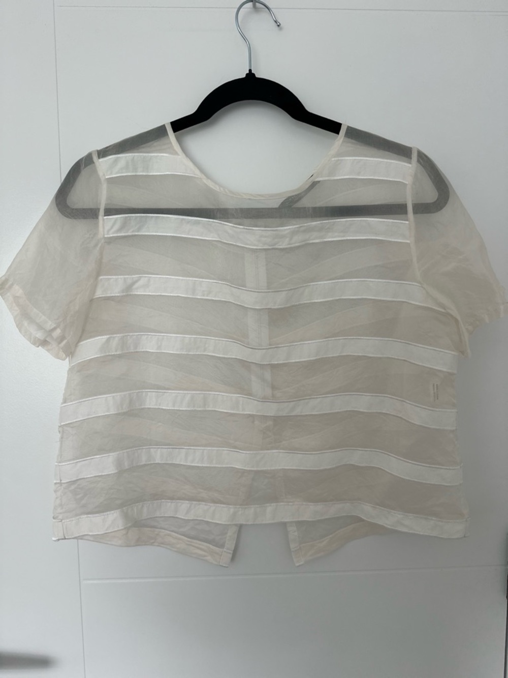 Weekend Max Mara Sheer Ivory Striped Boxy Blouse